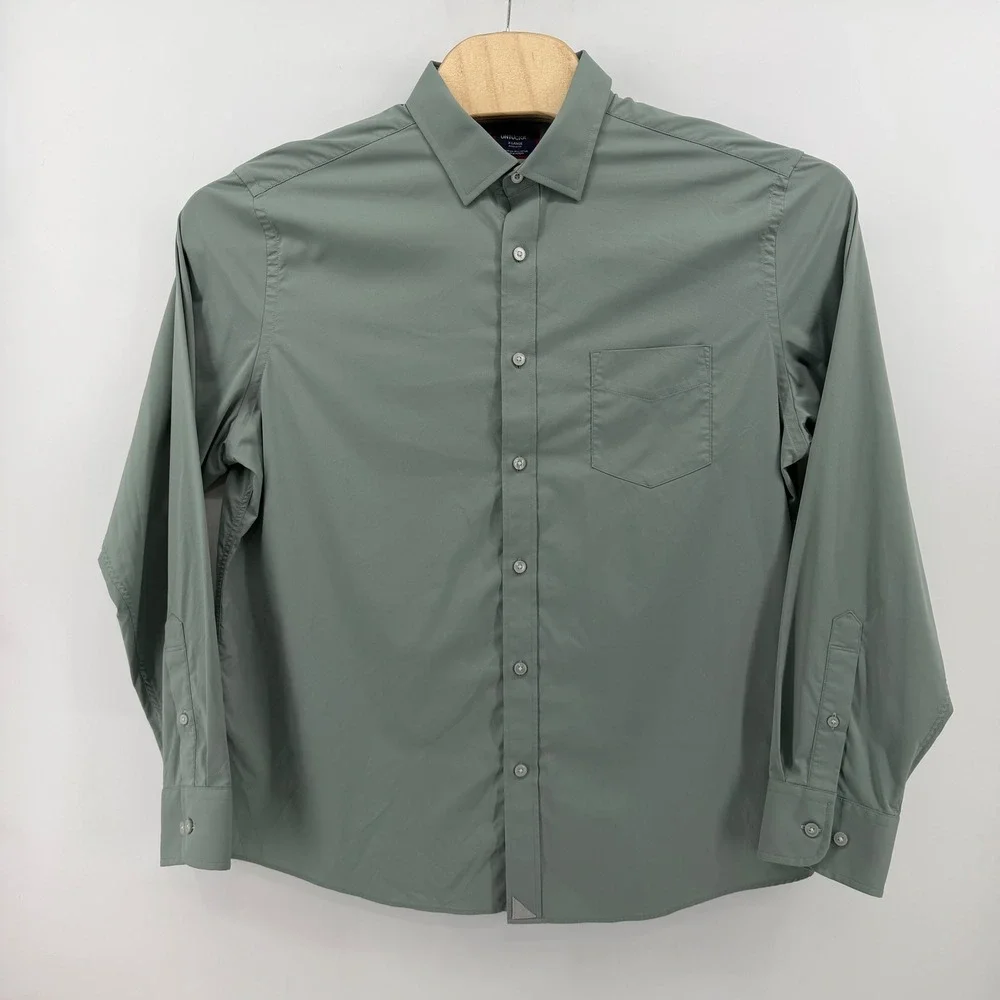 UNTUCKit Gironde Shirt Mens XL Sage Green Regular Fit Stretch Nylon 40349